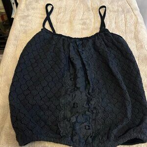 XS73 Hollister floral print eyelet spaghetti strap tank